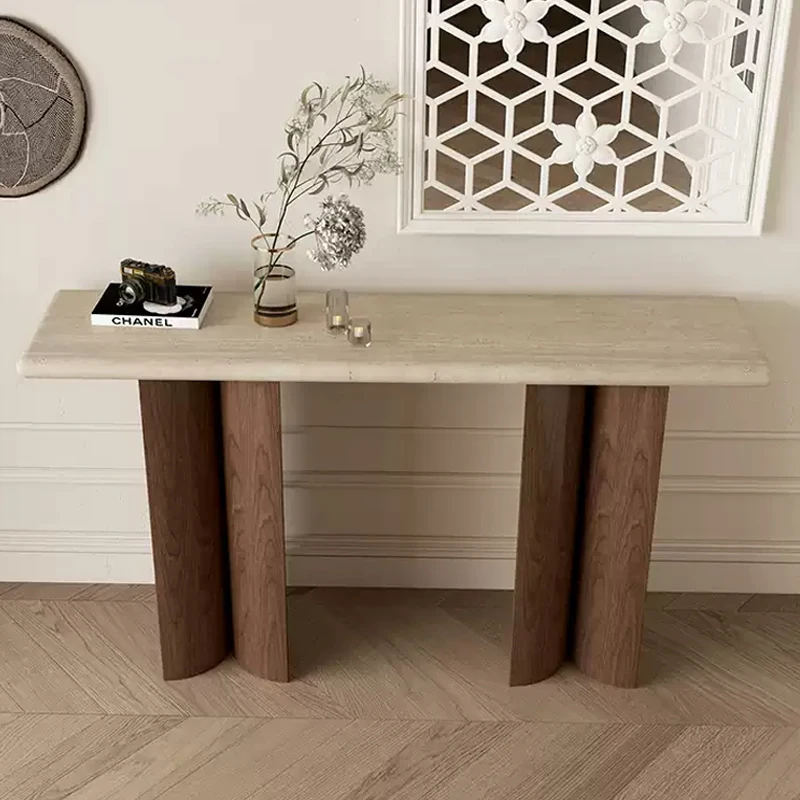 

Nordic Luxury Entrance Table Aesthetic Wooden Top Minimalist Corner Table Narrow Hall Mesas De Entrada Furniture Living Room