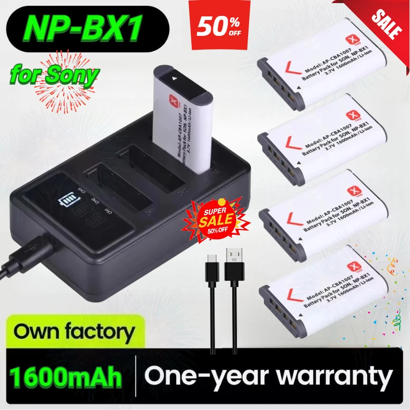 NEW NP-BX1 Np BX1 Battery + 3 Slots LCD Charger for Sony DSC-RX100 DSC-WX500 IV HX300 WX300 HDR-AS15 HDR-AS300 X3000R MV1 AS30V
