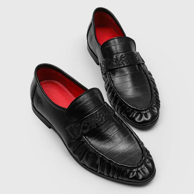 

Size 38-46 Men Derby Shoes Black and Red Color Brand Retro American Casual Business Casual Loafers Gentleman's Social Shoes