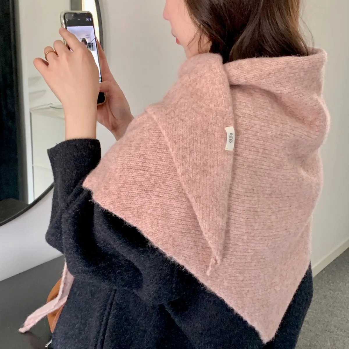 Autumn South Korea Women's Knitted Warm Scarf Winter Fashion Ins Wind Wool Shawl Simple Japanese Sweet Triangle Scarf Hat