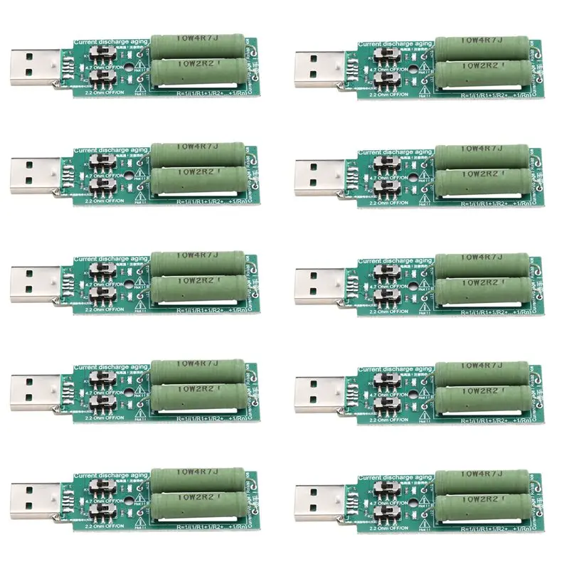 ABZW Adjustable USB Resistor Electronic Load 10Pcs/Lot W/Switch 3 Current 5V Resistance Tester