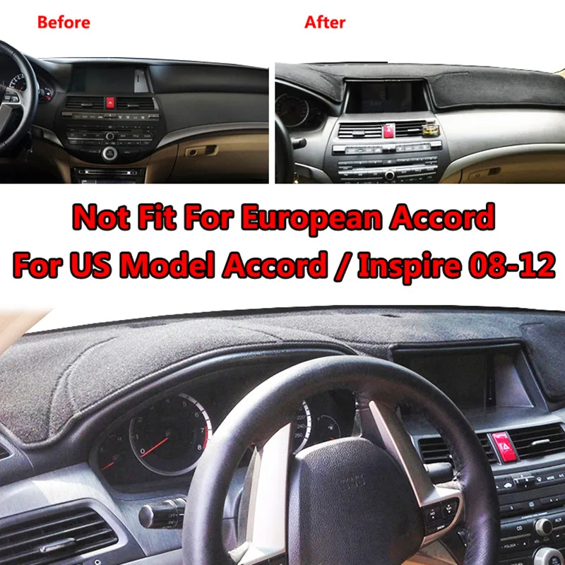 For Honda Accord Inspire 2008 2009 2010-2012 Dashboard Cover Protective Pad Mat Dashmat Sun Visor Carpet Styling Car Accessories