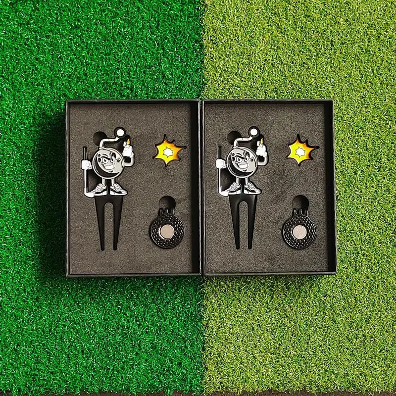 Golf Divot Tool Funny Metal Magnetic Ball Marker Hat Clip Golf Club Holder Portable Golf Training Aids Accessories