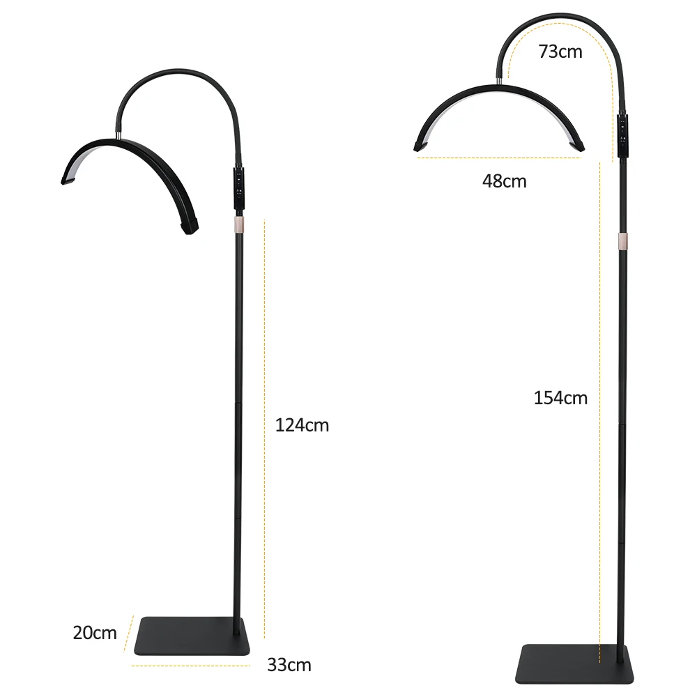 3000K-6500K 19in Gooseneck Half Moon Light 30W LED Floor Lash Lamp with Remote Control for Lashes Nail Desk Tattoo Estheticians