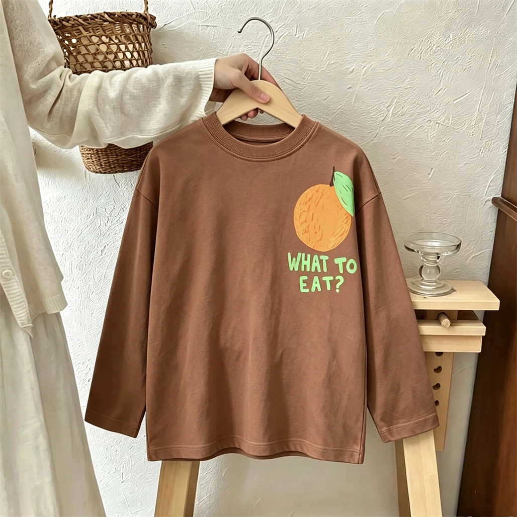 Toddler Clothing Long-sleeved Tshirt Spring Autumn Thin Tees Round Neck Base Shirt Boys Girls Trendy Cartoon Printed Tops