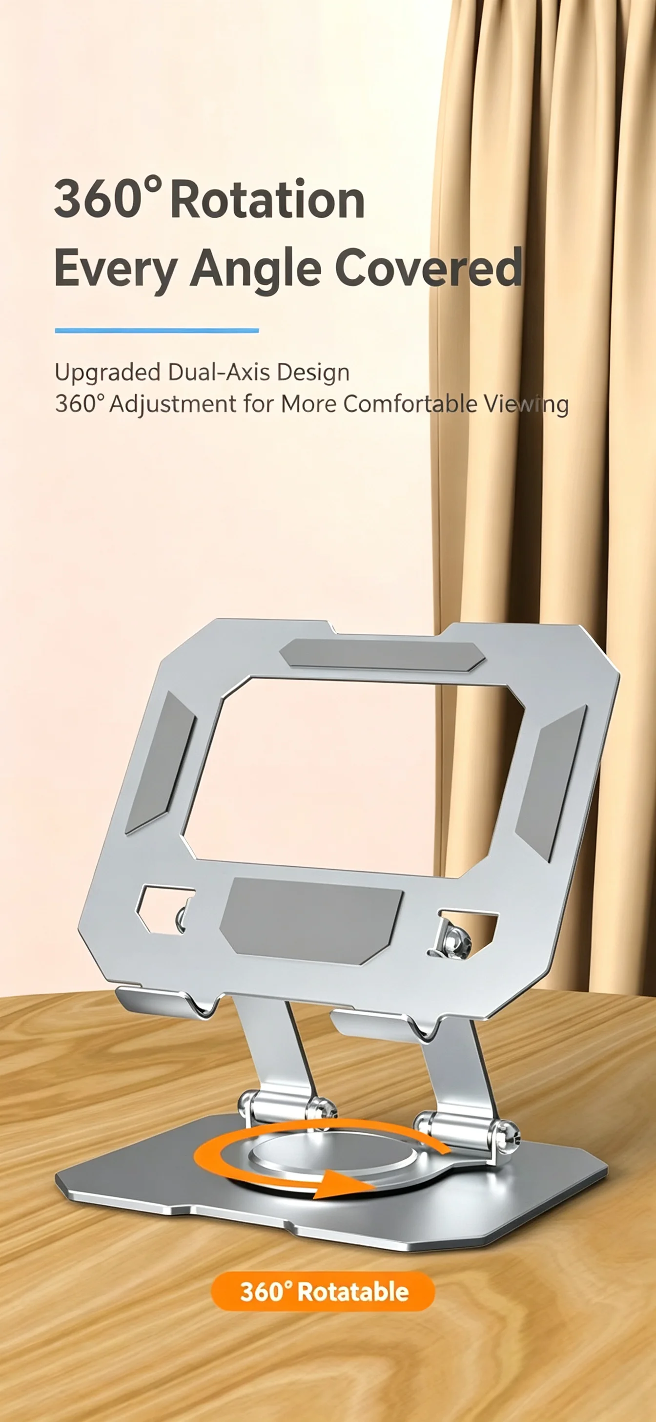 360° Rotatable Tablet Stand Adjustable Foldable Desktop Stand Holder Compatible For Ipad Pro/Air/Min Laptop Tablet&Macbook