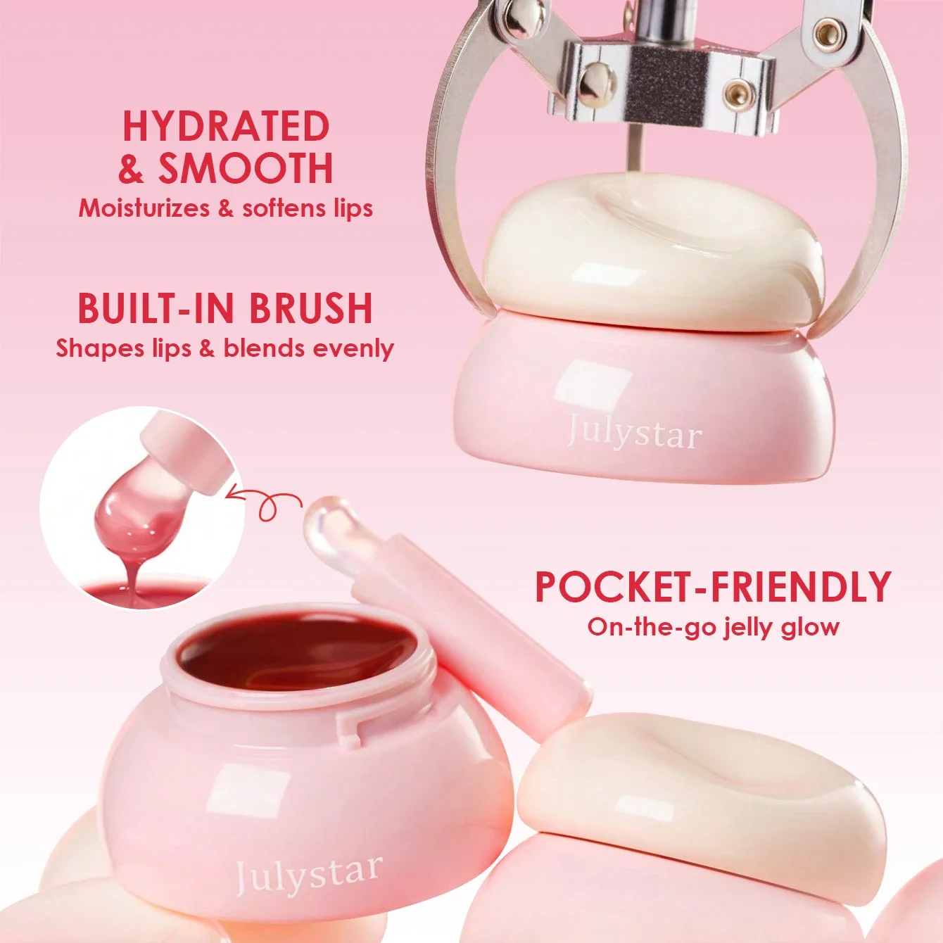 4個入り リトルラウンドジャー マルチカラー ジェリーリップバーム (唇と頬用) 鮮やかな色合い 保湿と栄養補給 リップネクター