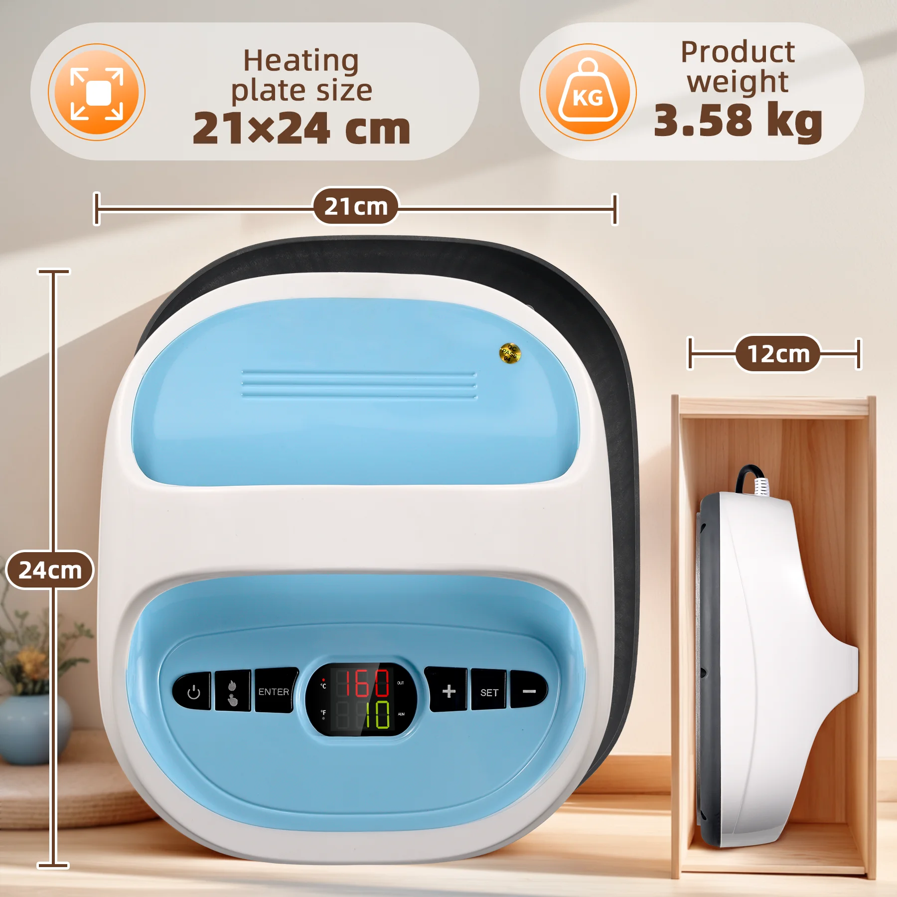 Xingyan Factory Price Portable Heat Press Machine 21*24cm Hand Held for T-shirt Mouse Pad Canvas Bags Printing New Condition