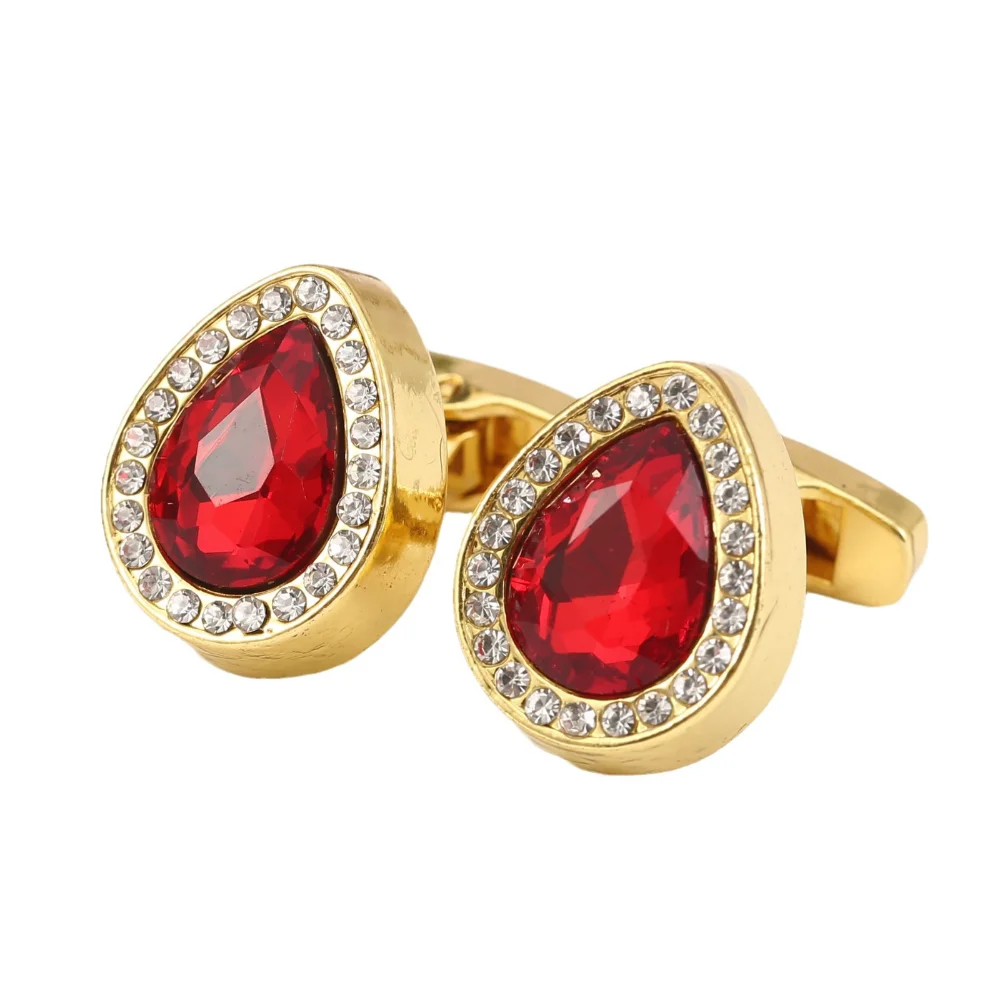 Teardrop Shaped Gemstone Cufflinks Business Formal Shirts Cuff Accessories Men's Suits Banquets Waterdrop Pear Shape Decorations