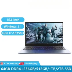 Ordenador portátil para juegos, Notebook de oficina con Windows 11, Netbook de 2023 pulgadas, 10. ª generación, I7-10750H, 64GB de RAM, 2TB SSD, M.2, RJ45, 15,6