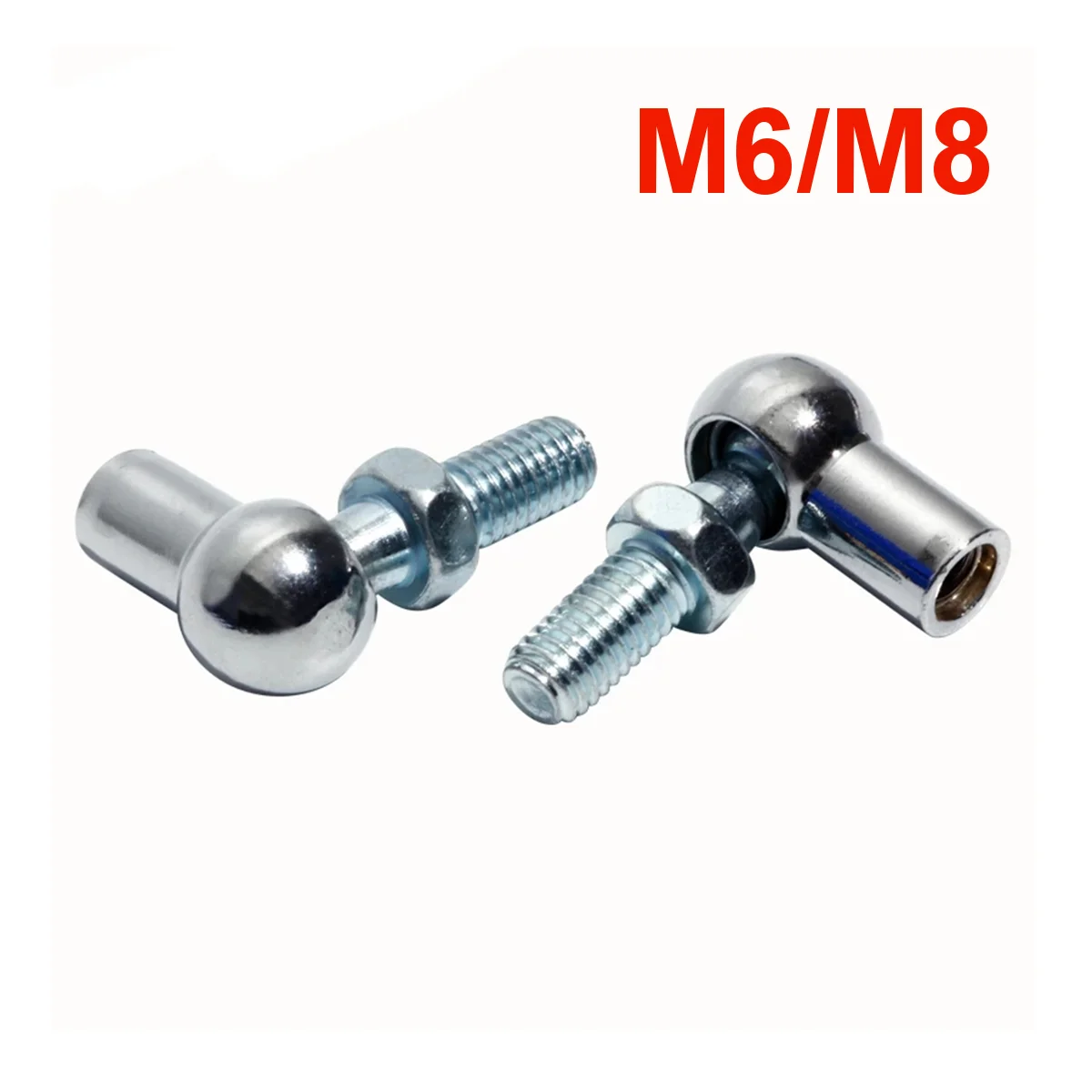 2Pcs M6/M8 Universal Gas Strut Rod End Fitting Ball Pin Connector Joint Valve Thread Head for Car Front Bonnet Trunk Boot Home