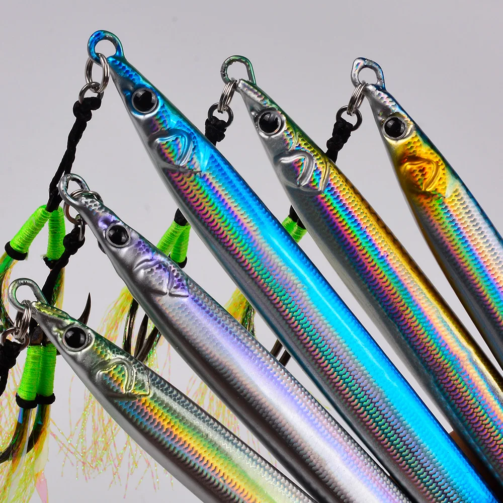 PROBEROS 1 Stück Langsam Sinkender Metall-Jig-Köder für Salzwasser-Jigging, Angelköder mit Doppelhaken, Künstlicher Köder für Thunfisch, Meeresangelzubehör – Detail 10