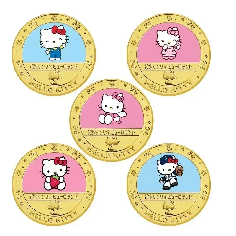 

Sanrio Hello Kitty Commemorative Coins Anime Action Figures Cute Toys Souvenir Coin Q Figurals Decoration Children Birthday Gift