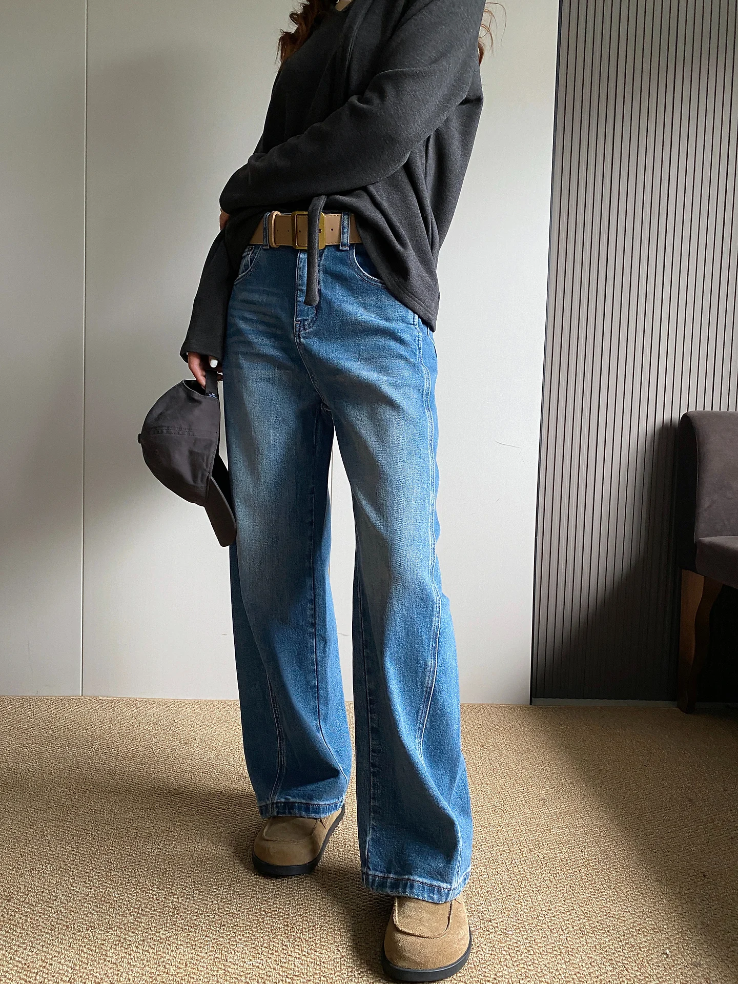 

Повседневные джинсы с высокой талией, женские, новые, весенние, свободные, прямого кроя, из денима, удобные, дышащие, из мягкой ткани, для повседневной носки