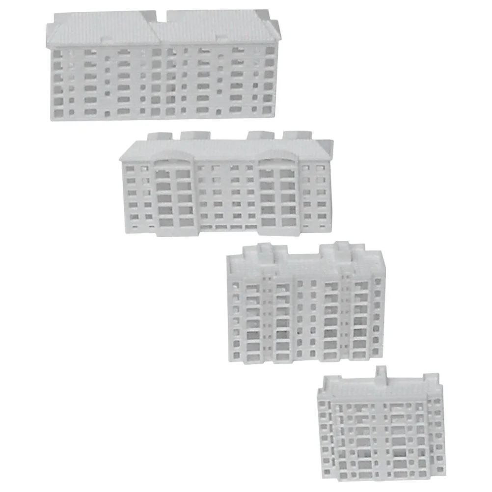 4 Pcs Miniature Architectural Model Models Apartment Building Toy House Plastic Decors for Landscaping Number