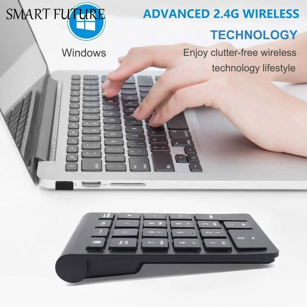Teclado Numérico Inalámbrico de 22 Teclas, USB 2.4G, Mini Teclado Digital con Receptor, Teclado Numérico Ergonómico