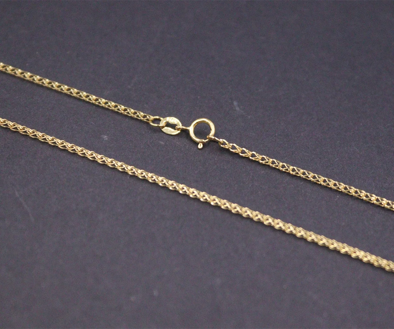 Real Au750 Pure 18K Yellow Gold Chain Women Best Wheat Link Necklace 2.8-3g 17.9inch