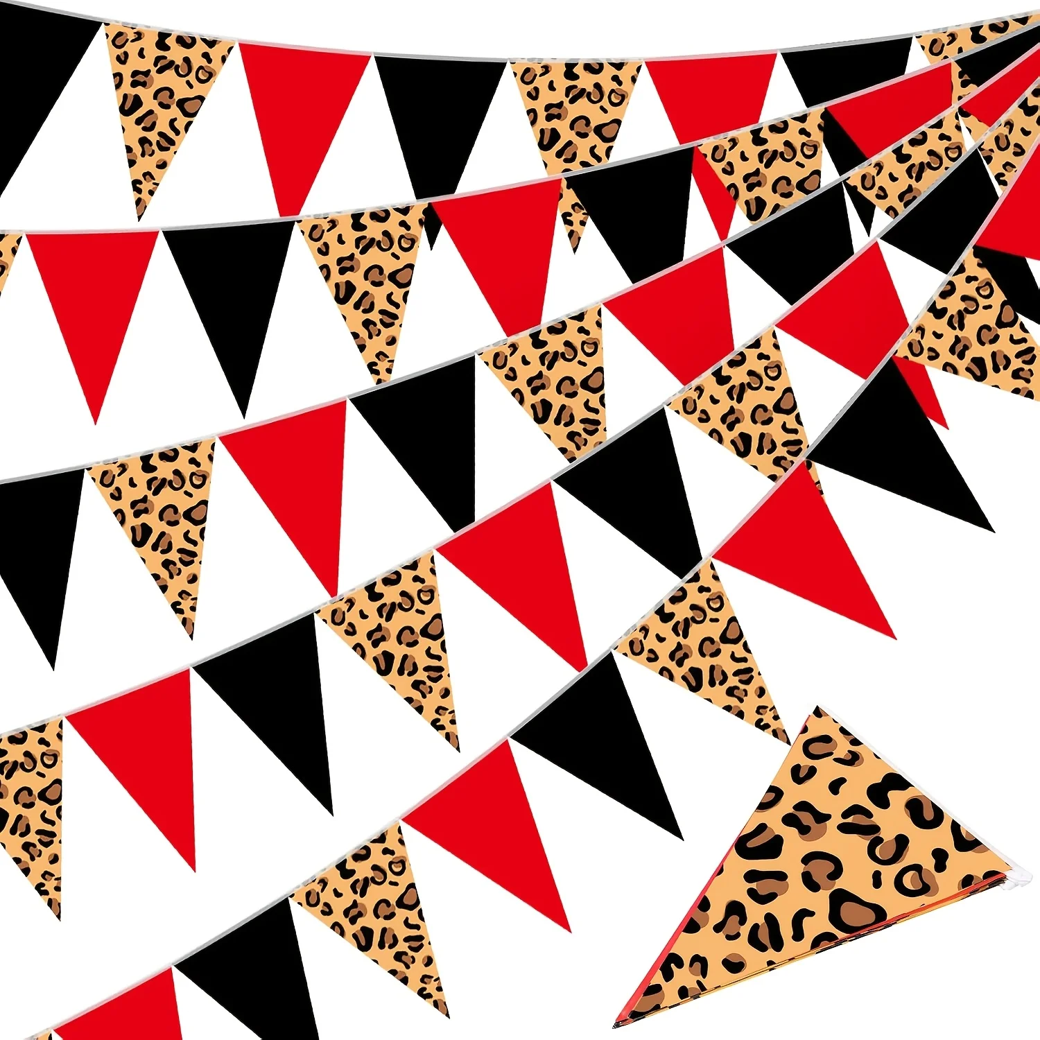 

12Pcs Leopard Print Triangle Bunting Flags, 3 Colors Pennant Banner, Party Decor for Home, Baby Shower & Carnival Garland