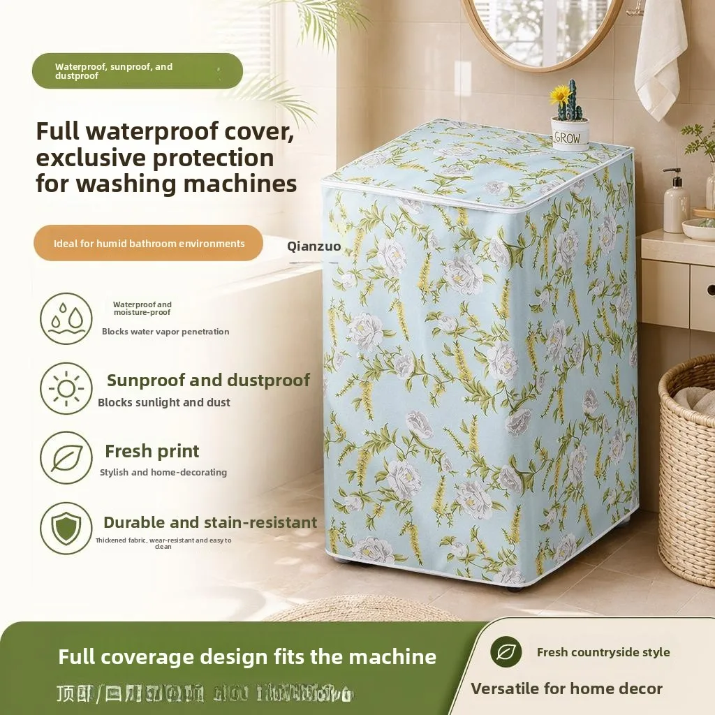Funda Impermeable para Lavadora, Cubierta Protectora Universal para Lavadora Automática de Tambor, Protección Completa de Cuatro Lados