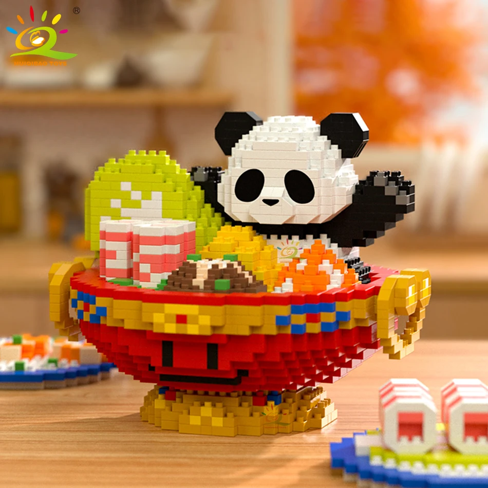 Huiqibao 2236Pcs Mini Hot Pot Panda Micro Bouwstenen 3d Model Dieren Stenen Diy Stad Bouw Speelgoed Voor Kinderen Kinderen Kinderen