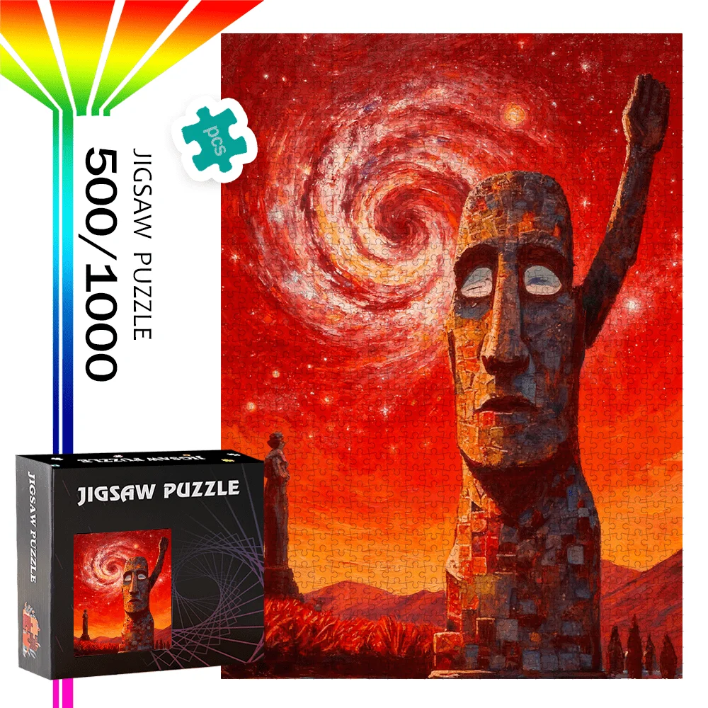 

500 шт. или 1000 шт. Статуи Моаи и головоломка «Ночное небо острова Пасхи» — средний вызов, подходит для s и портативного прямоугольника