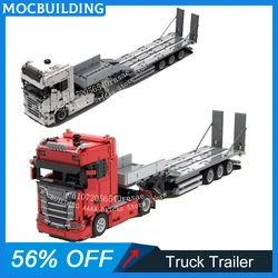Building Blocks MOC Red Truck Trailer Vehicle Transport Car DIY Technology Bricks Assemble Toys Collection Birthday Present Gift