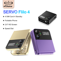 SERVO Flilo4 2G GSM Flip Phone 4 SIM Card Flashlight Automatic Call Recording 2.6Inch Screen Foldable Small Mobile Phones Type-C