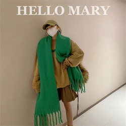 Fanluo 2022 Autumn And Winter 7 Colors Heavy Hand-Woven Plush Soft Waxy Warm Multi-Functional Tassel Scarf Female Brand