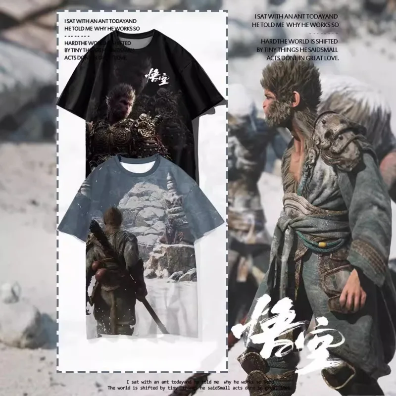 

Black Myth Wukong Color Printing Pattern Printed Short Sleeve T-shirt Summer Men's And Women's Casual Versatile Fashion Clothing