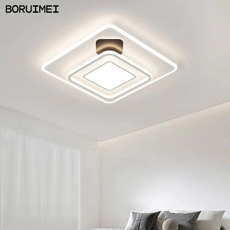 Modern Minimalist Atmosphere Bedroom Lamp Nordic Stepless Dimming Dining Room Living Room Lamp Household Square Led Ceiling Lamp