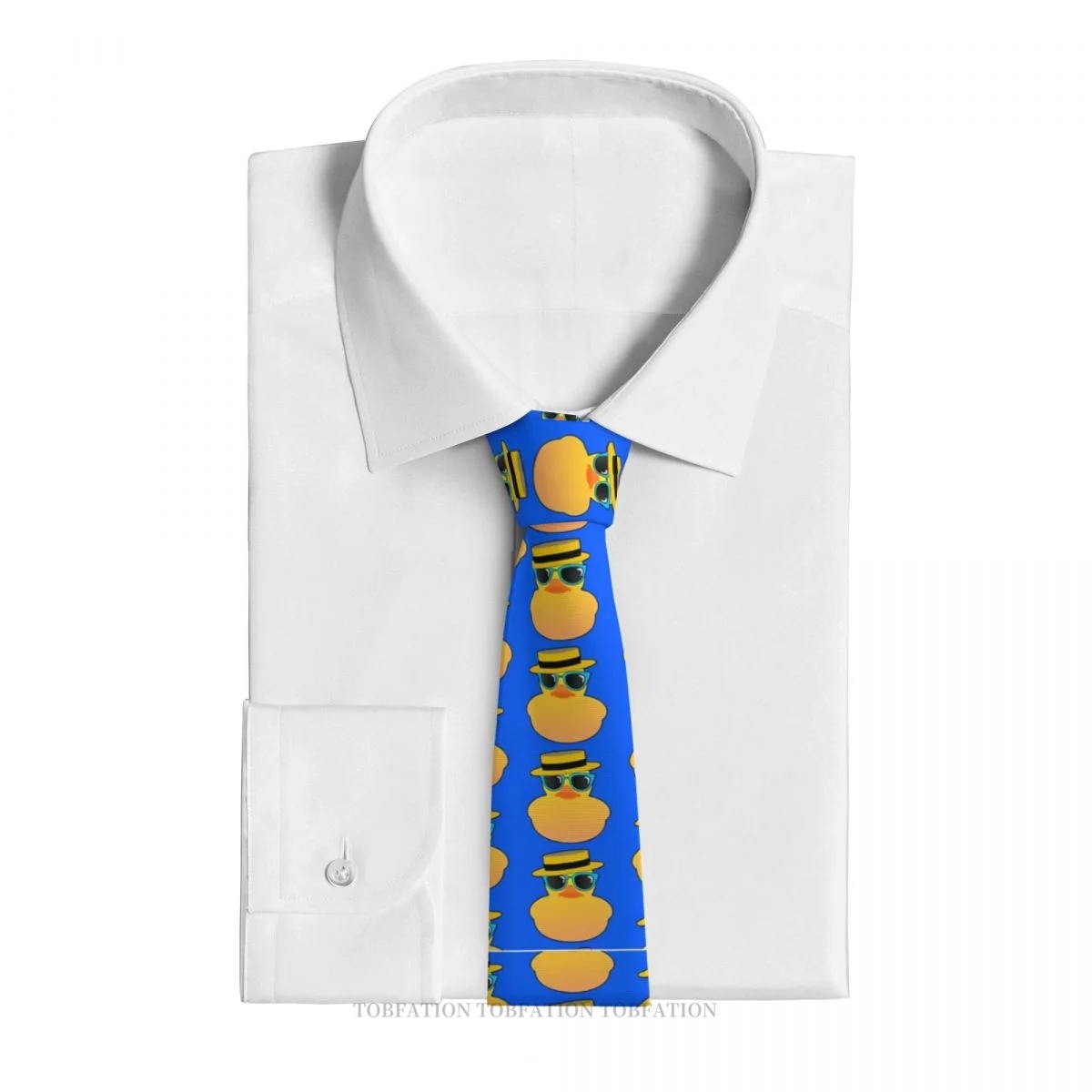 Rubber Duck Ducky Wearing Boater Classic Men's Printed Polyester 8cm Width Necktie Cosplay Party Accessory