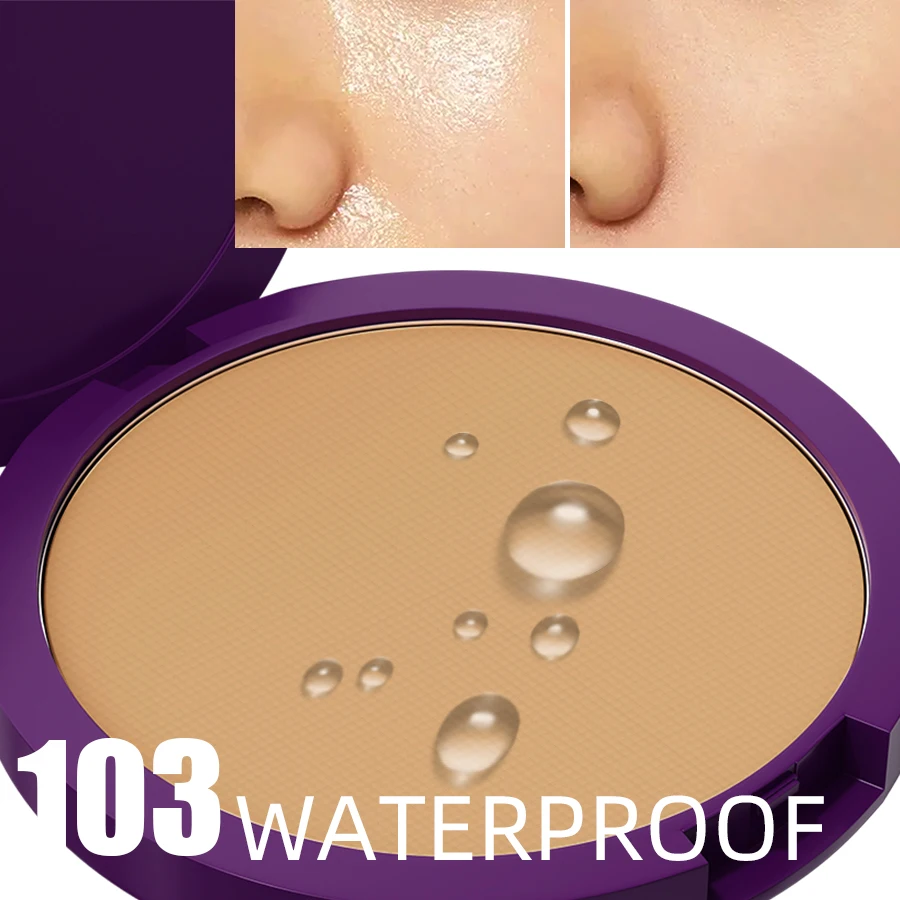 Base en polvo prensado de cobertura completa mate, 5 colores, 24H, desgaste fresco, mate, acabado sin peso, maquillaje facial cosmético en polvo