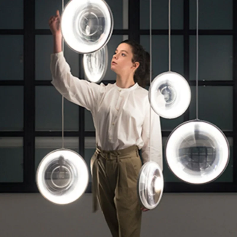 

Mordern Lens Transparent Metals Glass LED Pendant Light Lamp For Bedroom Living Room Office Indoor Home Decorative Fixture