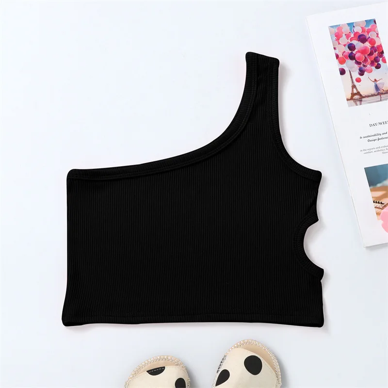 New Style Children's Summer Vest 2-6Y  European American Girls One Shoulder Camisole Fashion Thin Kid's Clothing Girls Tops