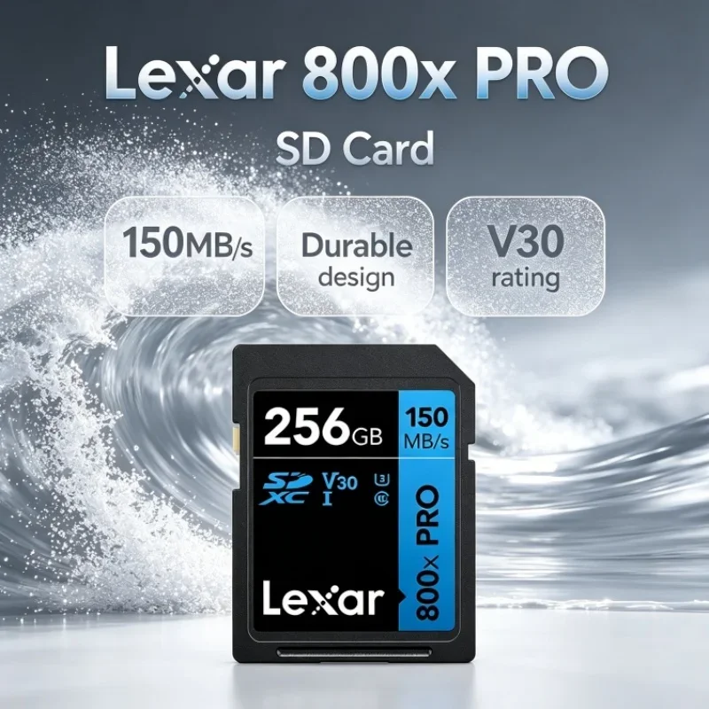 Lexar SD Card 800x Pro Read 150MB/s SDXC Flash Card 64GB 128GB 256GB Storage Card V30 UHS-I SDHC 128GB Memory Card for Camera