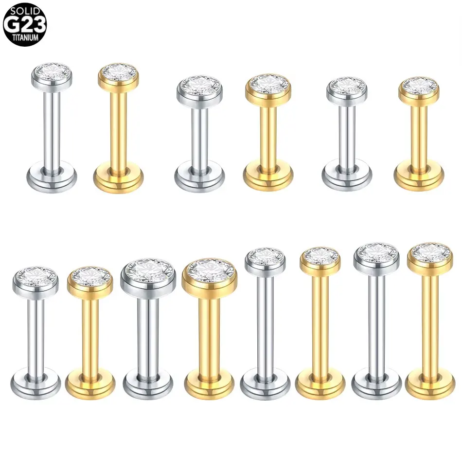 1PC Titanium Labret Tragus Stud Earrings 16G CZ Crystal Monroe Helix Cartialge Conch Medusa Lip Body Piercing Jewelry