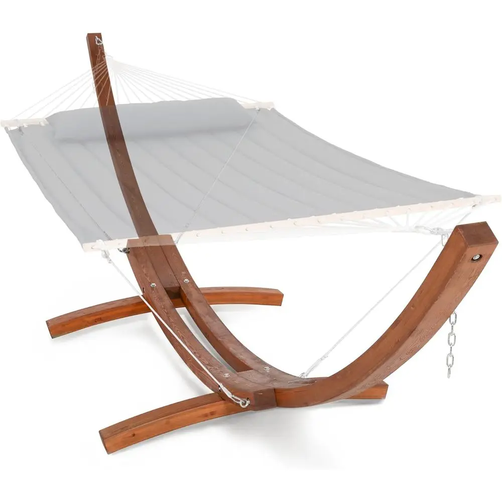 13.5t Wooden Hammock Stand Only, Heavy Duty Larch Wood Arc Stand with Chains and Carabiners, 475 lbs Capacity