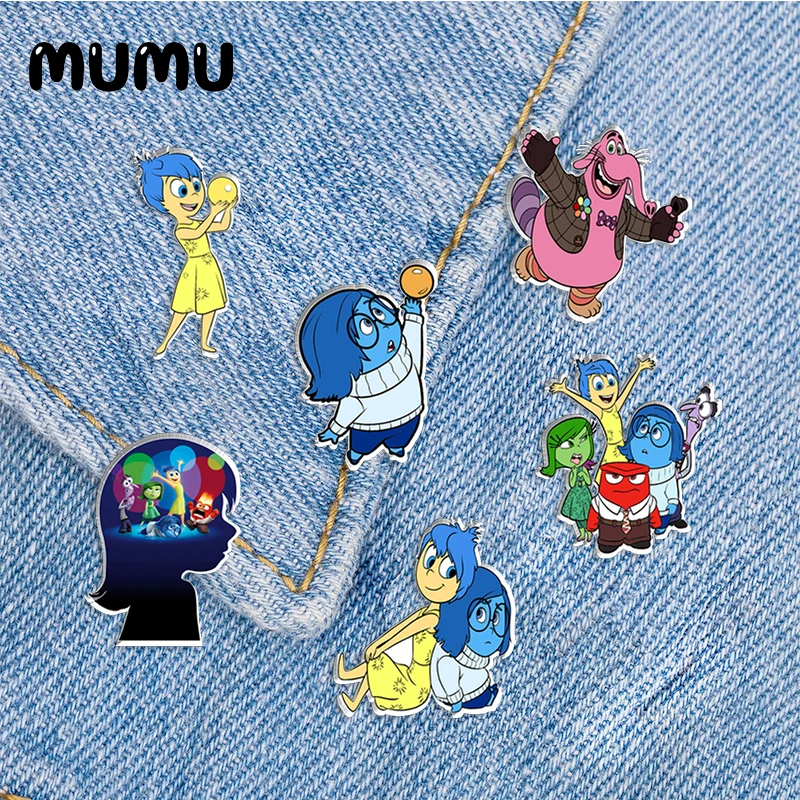 2024 New Inside Out Lapel Pin Joy Sadness Anger Acrylic Brooches Handmade Epoxy Jewelry Shirt Bag Badge