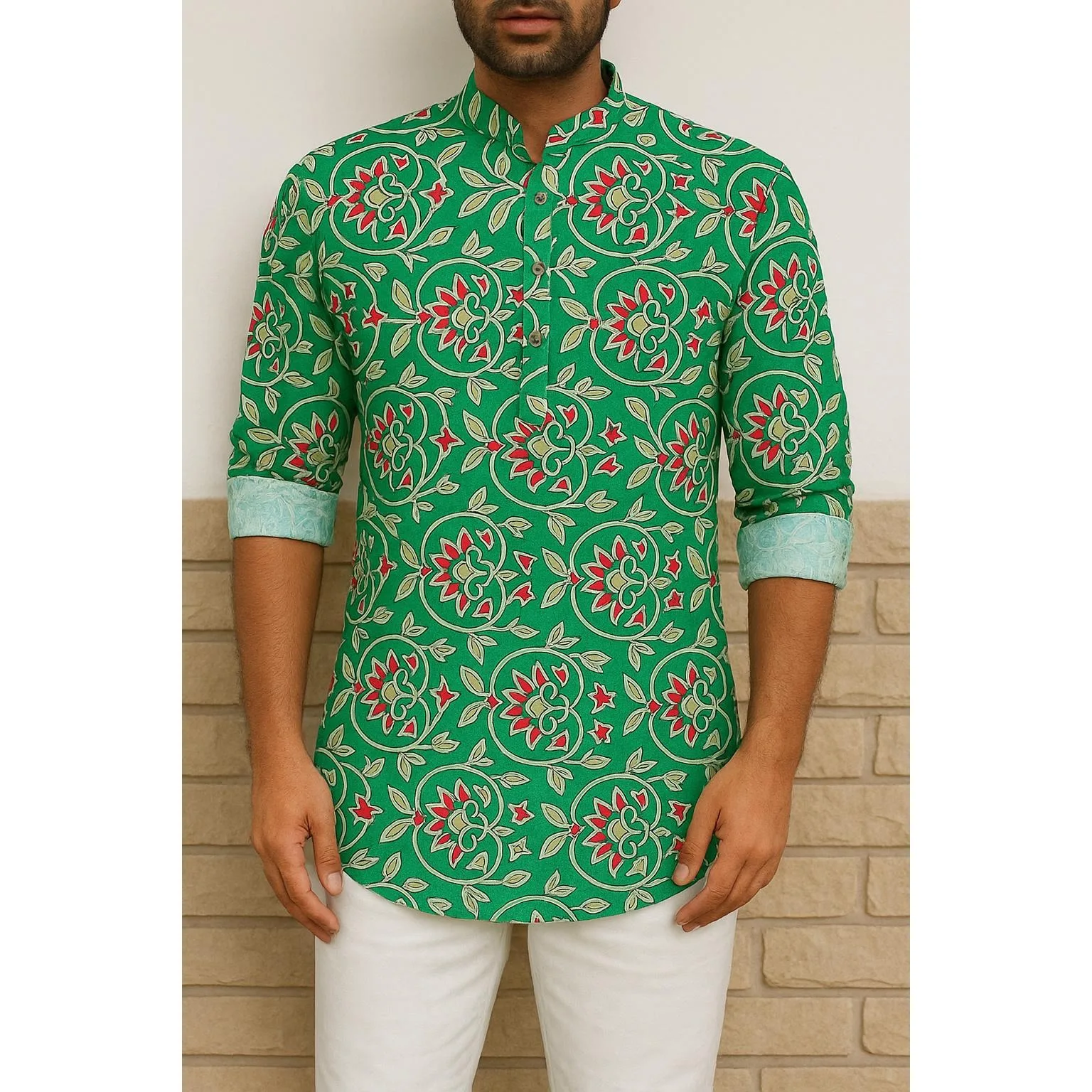 نسخة الشرق الأوسط نمط الشرق الأوسط شخصية إسلامية برونزية بأكمام طويلة قميص مسلم الوطني Ropa Camisas De Hombre #3