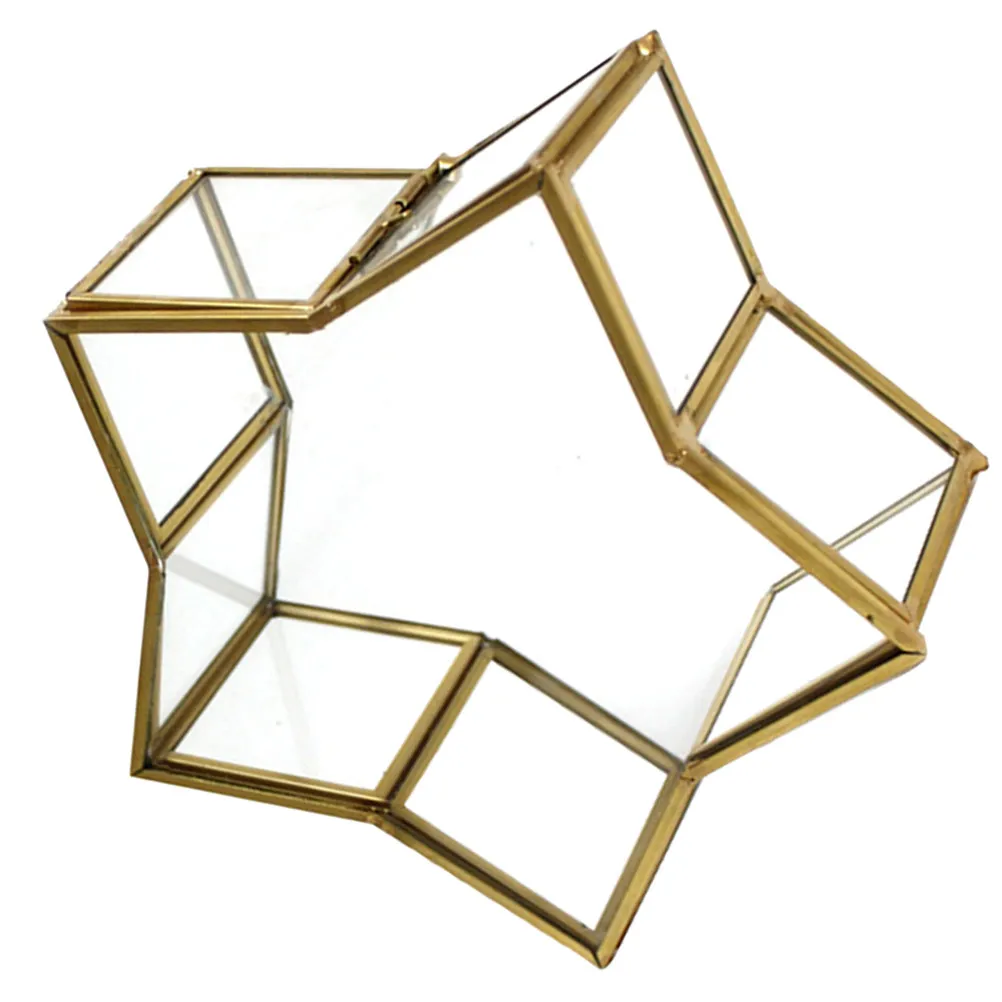 

Glass Star Jewelry Storage Box Unique Star Shape Organizer Mini Wishing Bottle Display Case Preserved Flower Packaging Gift