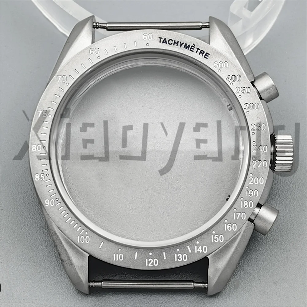 40mm VK63 Waterpoof Titanium Coated Watch Case Fixed Chronograph Bezel Micro Domed Mineral Glass Fit VK63/64 VK67/68 Movement