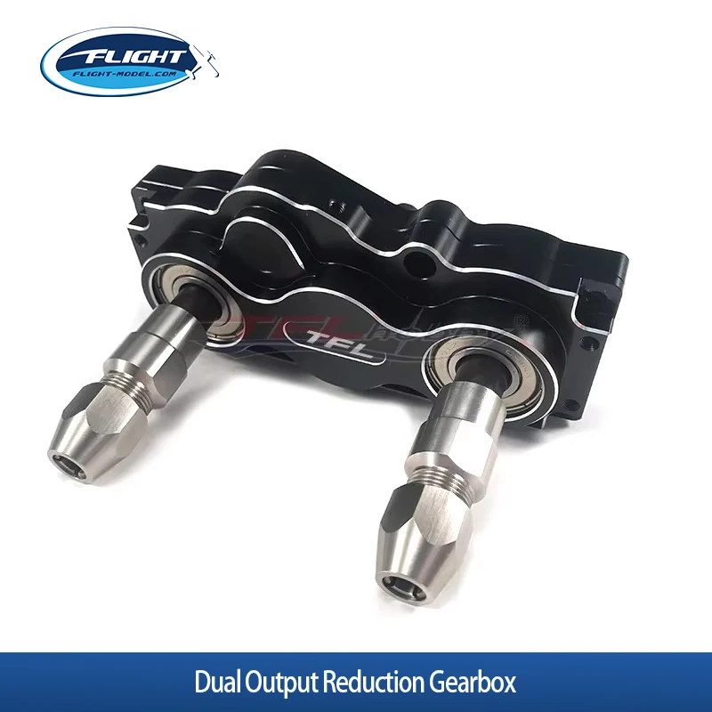 Dual Shaft Output RC Boat Gearbox Aluminum CNC Reduction Gear Box Square Head & Round Head Optional For Gas Powered RC Catamaran
