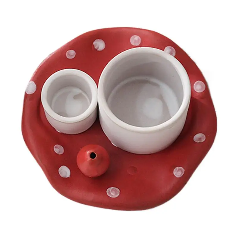 Smudge Burner Holder Ceramic Incense and Candle Holder Zen Decor Mushroom Design Smudge Bowl Ash Catcher Tray for Living Room