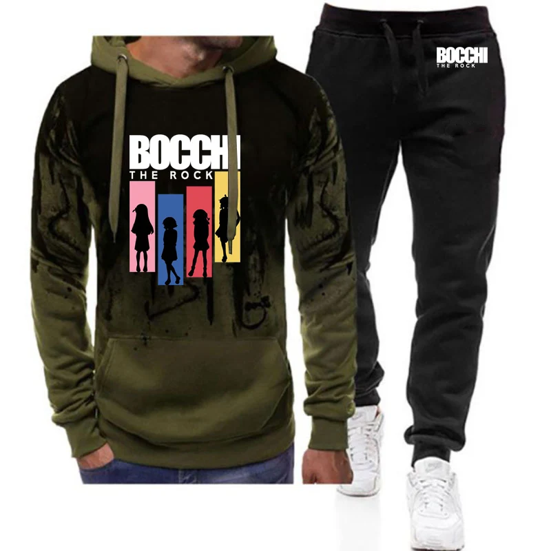 

BOCCHI THE ROCK Hitori Gotoh Ljichi Nijika модный мужской спортивный костюм с градиентом толстовки спортивные штаны комплект из 2 предметов повседневный спортивный костюм