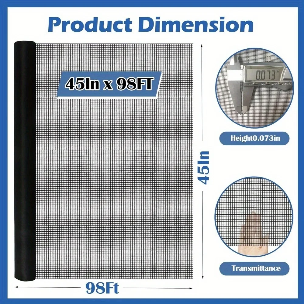 Fiber Window Screen Roll, DIY Pet Protective Mesh, Suitable for Outdoor Kitchens, Swimming Pools, Villas, Porches