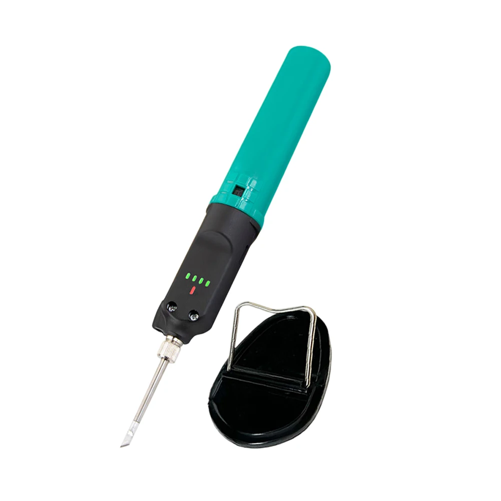 Green Portable Soldering Iron 12W USB C Rechargeable Touch Start LED Light for Electronics Tinkering and Teaching