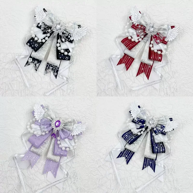 Lolita Angel Wing Bow Handmade Finished Crystal Pearl ItaBag Charm Anime Collectible Display Kawaii Otaku Cosplay Accessory
