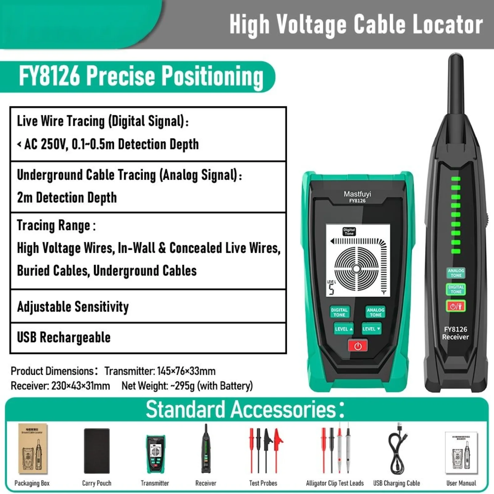 جهاز MASTFUYI FY8126 لتحديد مو - مراجعة Underground Cable Detector وسعره