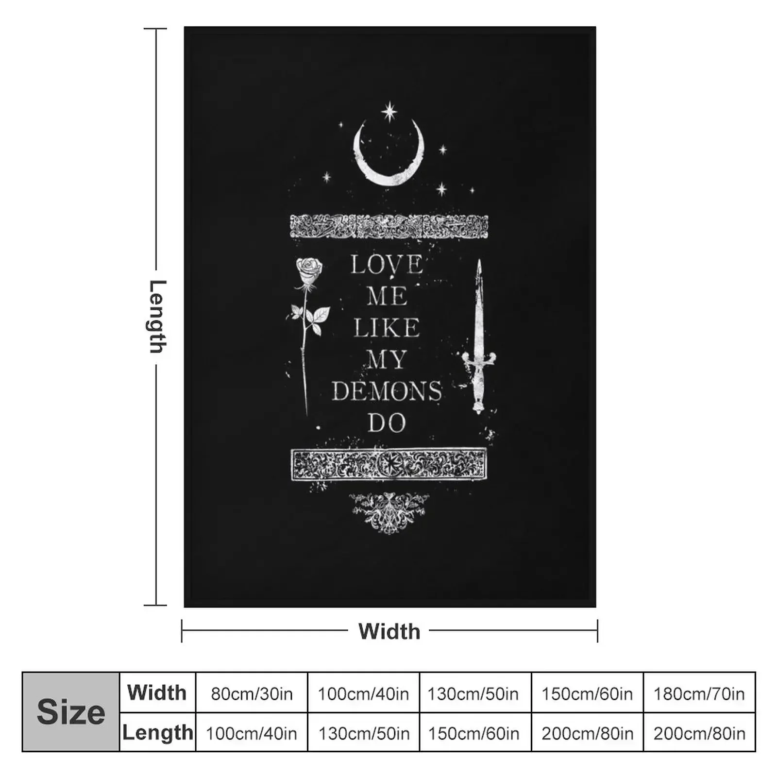 Occult Gothic Grunge Love Me Like My Demons Do Witch Moon design Throw Blanket