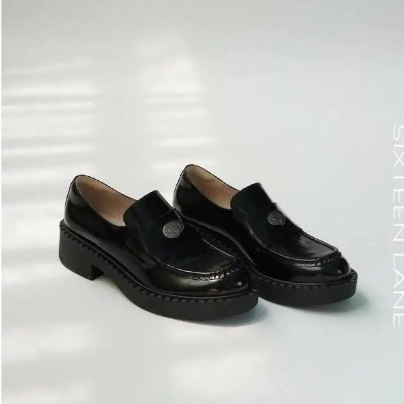 

Korean Style Fashion Shoes Woman Retro Leather Shoes Women's 2022 New British Thick-soled Flat Platform Loafers Slip-on Shoes